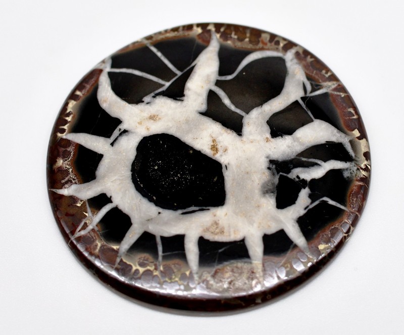 132 Ct 5X51X51 mm Natural Black Septarian Nodule Round Cabochon Gemstone KV-296