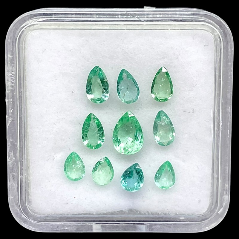 10 Pcs Natural Colombian Emerald 4-6mm Pear Cut Loose Untreated Gemstones Lot