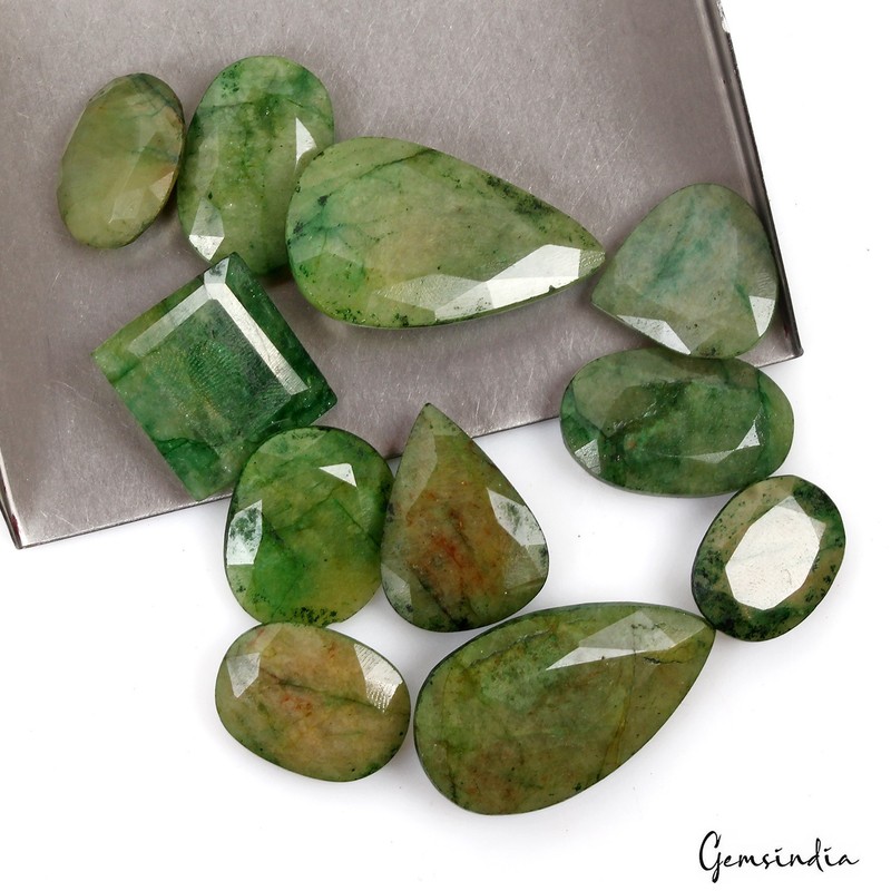 250.00 Ct Natural Green Brazilian Mix Faceted Loose Wholesale Gemstone Lot 11 Pc gallery