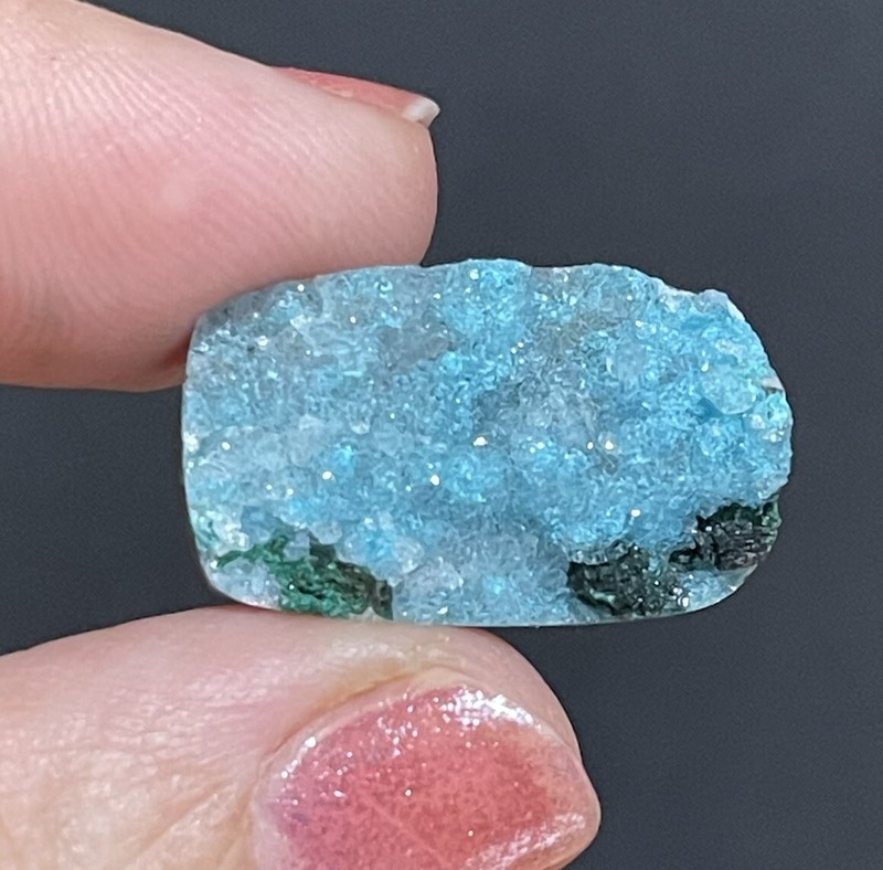 20ct 23x14x8mm Sparkly Light Blue Chrysocolla And Malachite Druzy Cabochon