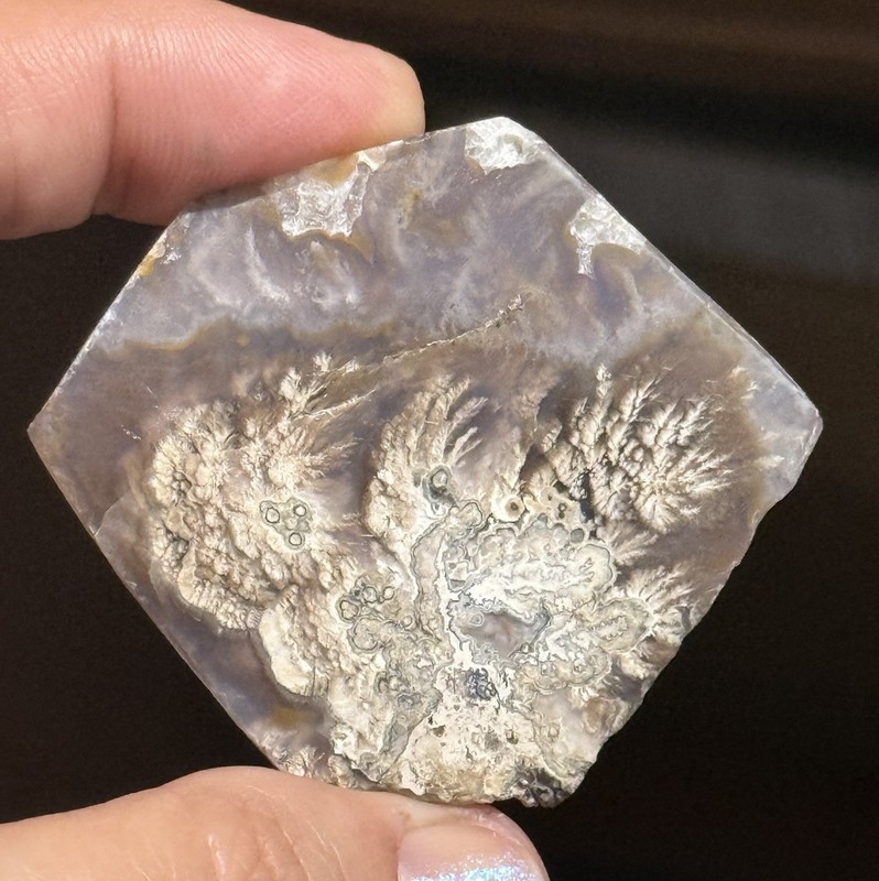 15.8g 55x48x3.6mm Flower Picture Like Purple Plume Agate Cabochon Stone Slab
