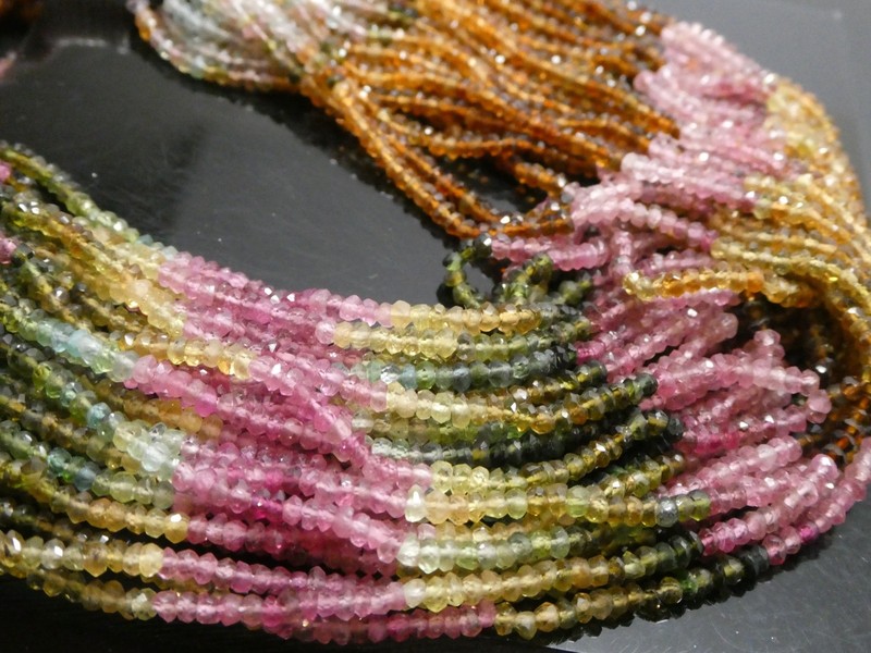 Multi Color Naturel Tourmaline 2.8mm Faceted Bead Strand 13" gallery