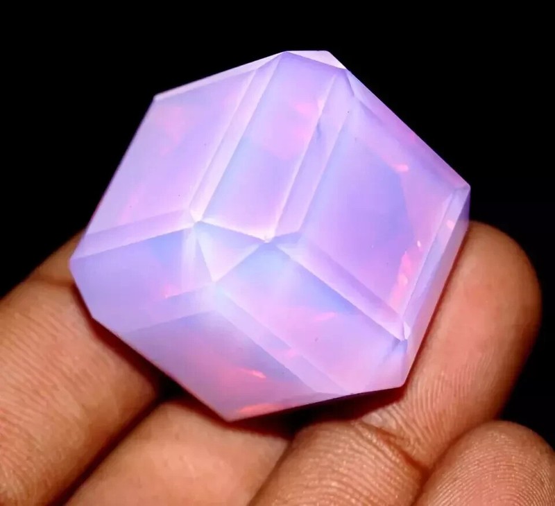 Pink Opal Cube Cut Welo Australian 105-107 Ct Natural Loose Certified Gemstone