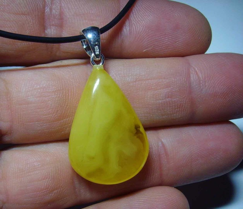 Amber pendant Natural Baltic Amber drop shape amber pendant silver 3.81gr Q-29 gallery
