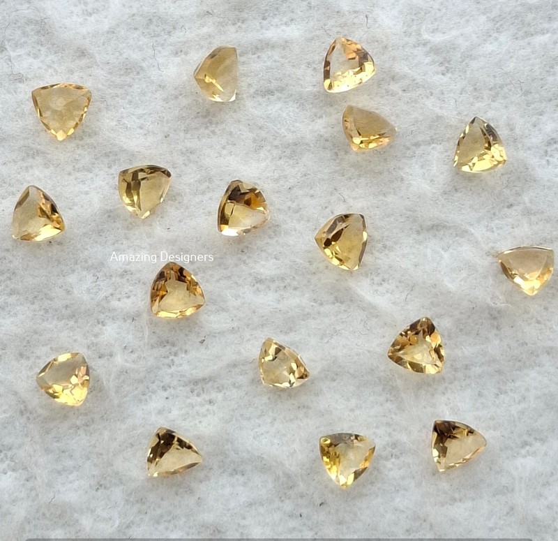Natural Citrine Trillion Faceted Cut 5mm to 10mm Loose Gemstone