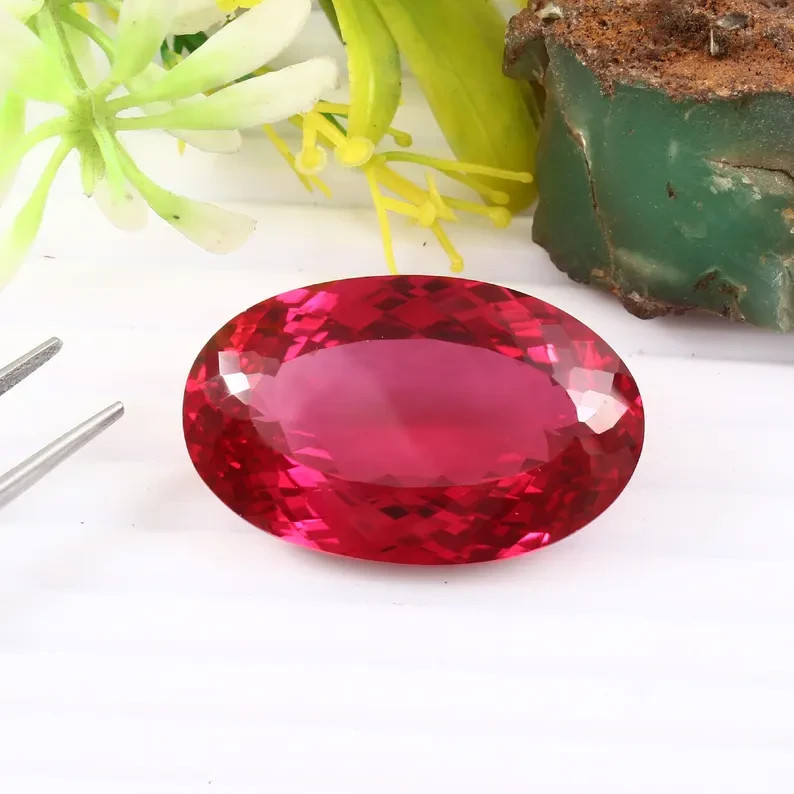 AAA Natural Flawless Ceylon Pink Sapphire Oval Loose Gemstone Cut 40 Ct