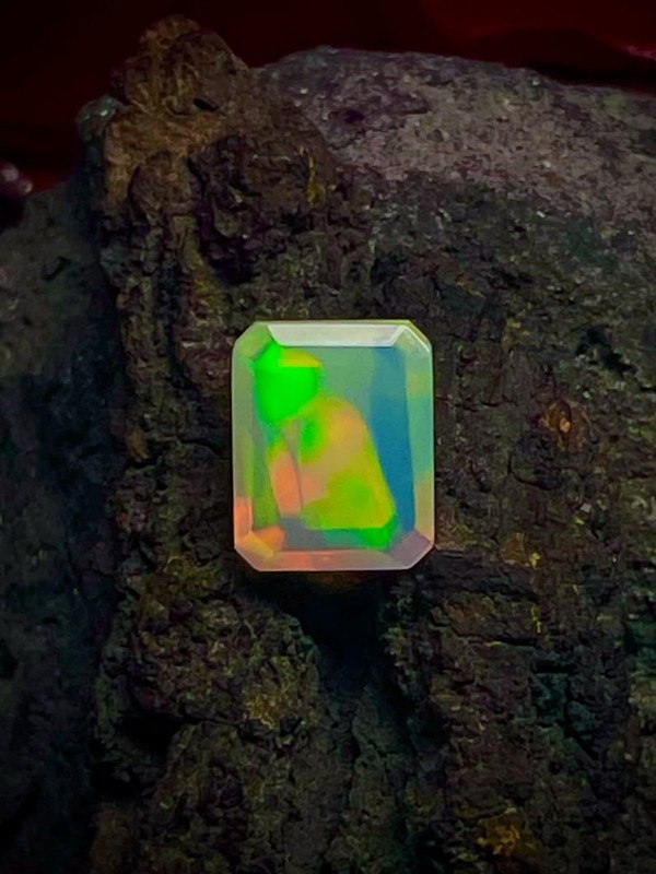 10x8x4.20-MM Octagon Ethiopian Opal Gemstone: Multi Fire Faceted Opal