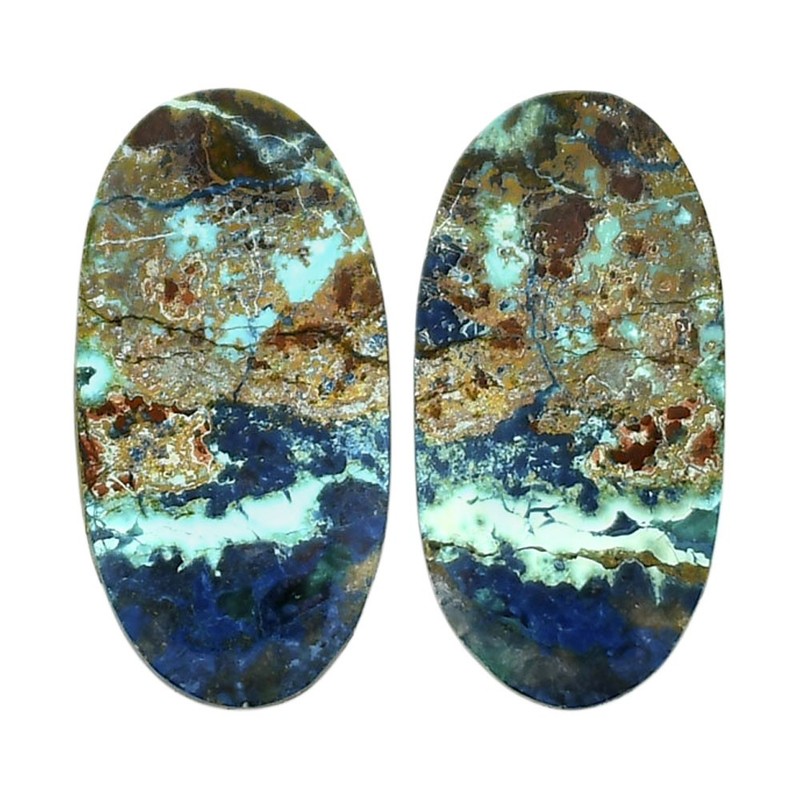 Natural Shattuckite Pair 14×27.8×3.8 mm Oval Shape Polished Gemstone LS39-04658