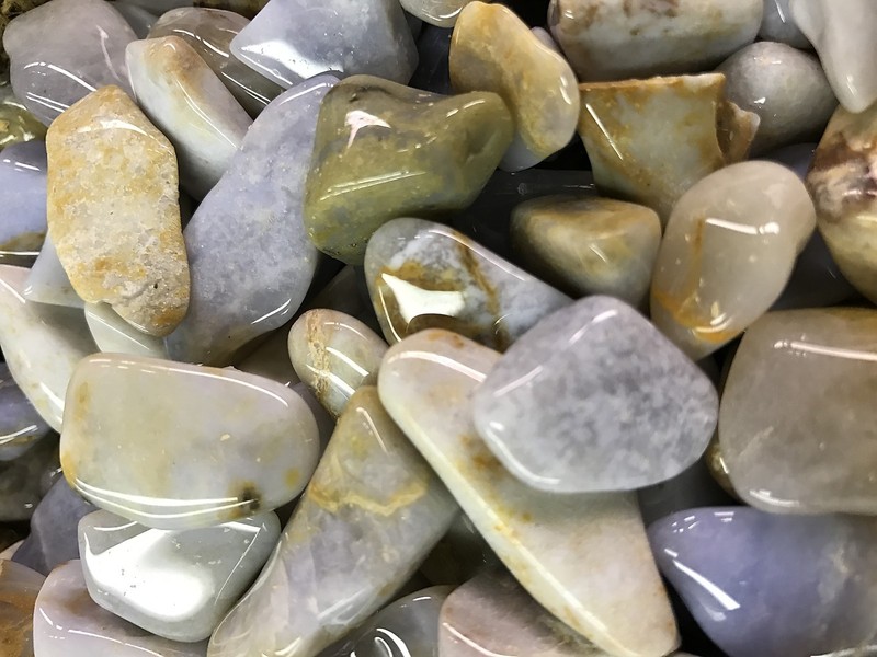 1000 Carat Lots of Polished Tumbled Blue Chalcedony + FREE Faceted Gemstone