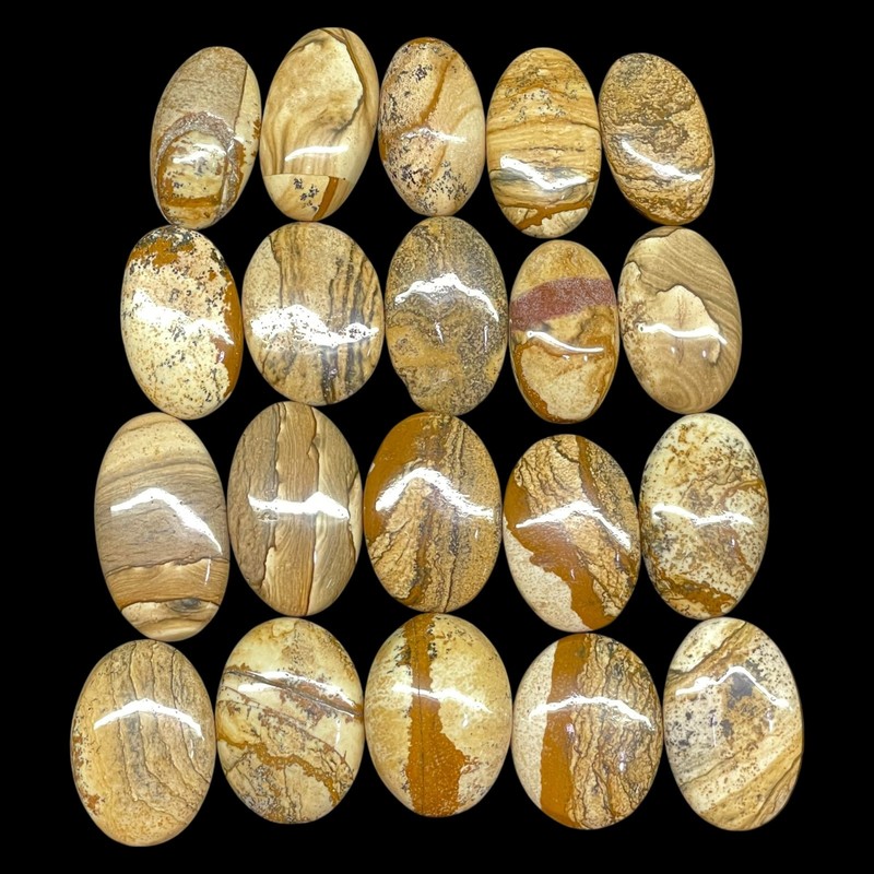 20 Pcs Natural Picture Jasper Cabochon Lot 27-35mm Loose Untreated Gemstones