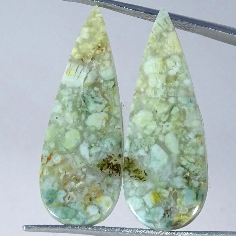 22.90Cts. Natural Nice Boram Agate Pair Pear Cabochon Gemstone 12X32X4MM