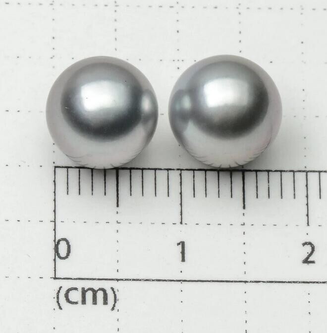 Genuine 8-9mm perfect round loose silver gray akoya pearl half drilled 1 pair
