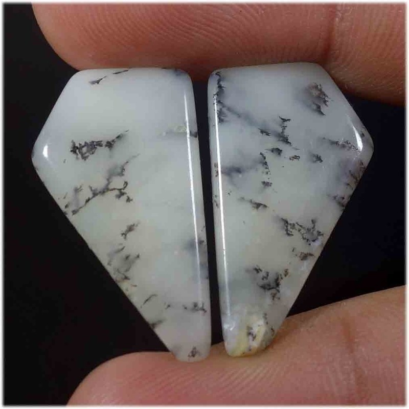 19.55 Cts 100% Usual Dendrite Opal Fancy Cabochon Match Pair Loose Gemstone 00 gallery