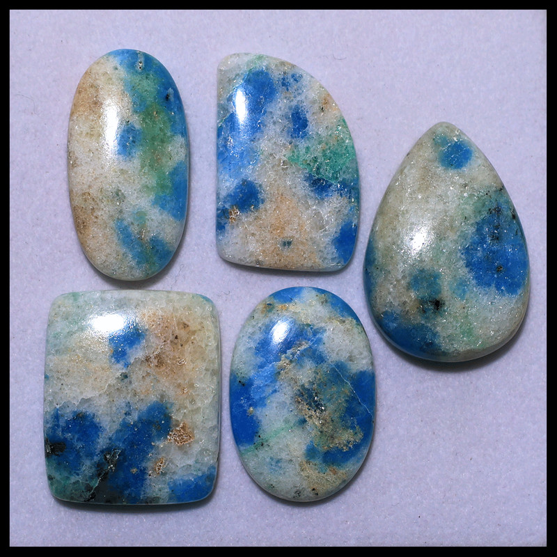 Sky Trapped In Stone~ 5 PC Natural K2 Jasper 31mm-36mm Cabochon Gemstones Lot gallery