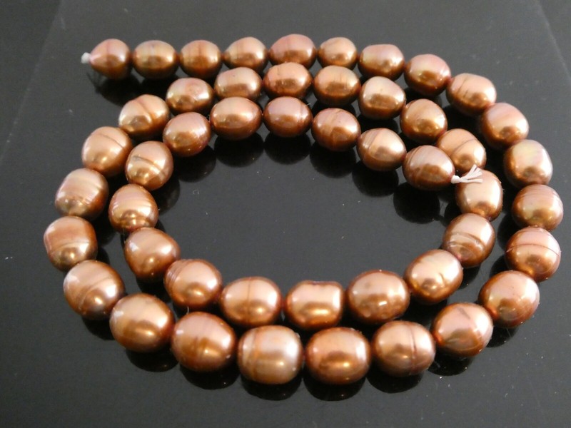 Freshwater Pearl Copper Bronze Luster Oval Smooth 7mm x 8mm Beads Strand 16″