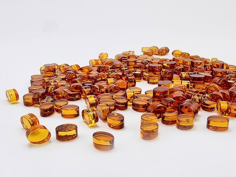 Synthetic Baltic Amber Round Bothside Flatback 8mm to 20mm Loose Gemstone