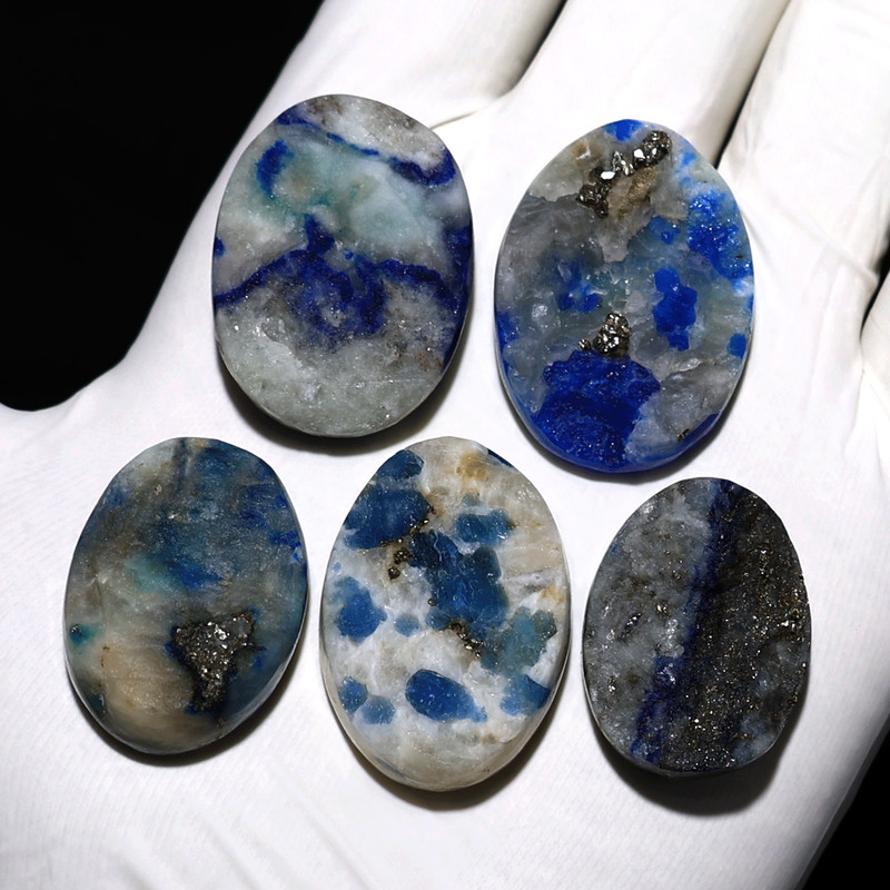 Quietly Electric~ 5 PC Natural Afghanite Rare Drusy 29mm-34mm Cabochon Gemstones