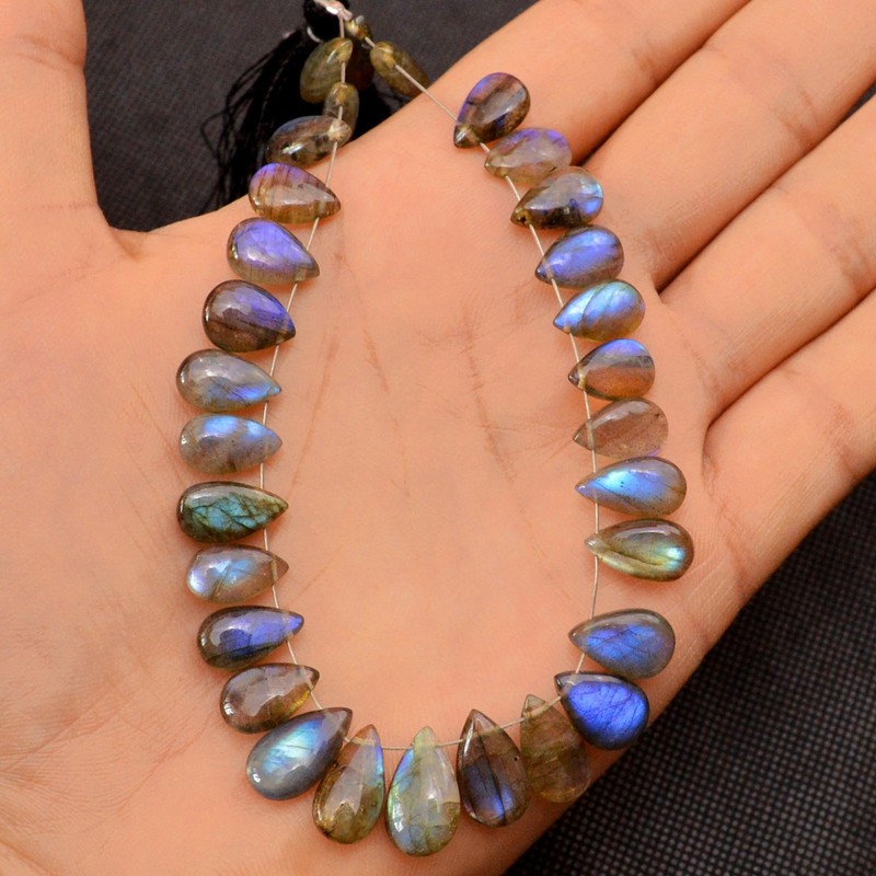 30 Pc 104 Ct Natural Labradorite Loose Briolette Gemstone Lot 12×7 9x6mm #18685