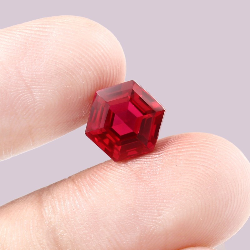 AAA Quality 9×9 MM Natural Blood Red Mozambique Ruby Hexagon Loose Gemstone Cut
