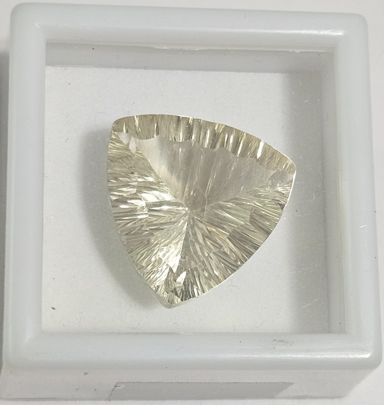 19 Ct Trillion Cut Faceted Yellow Labradorite 20x20mm + Original JTV Gem Jar