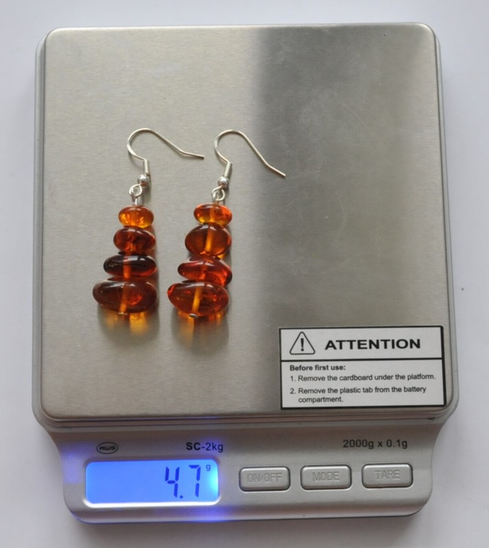 925" SILVER RUSSIAN SOVIET USSR BALTIC SEA GOLD AMBER EARRINGS JEWELRY PINS 老琥珀 gallery