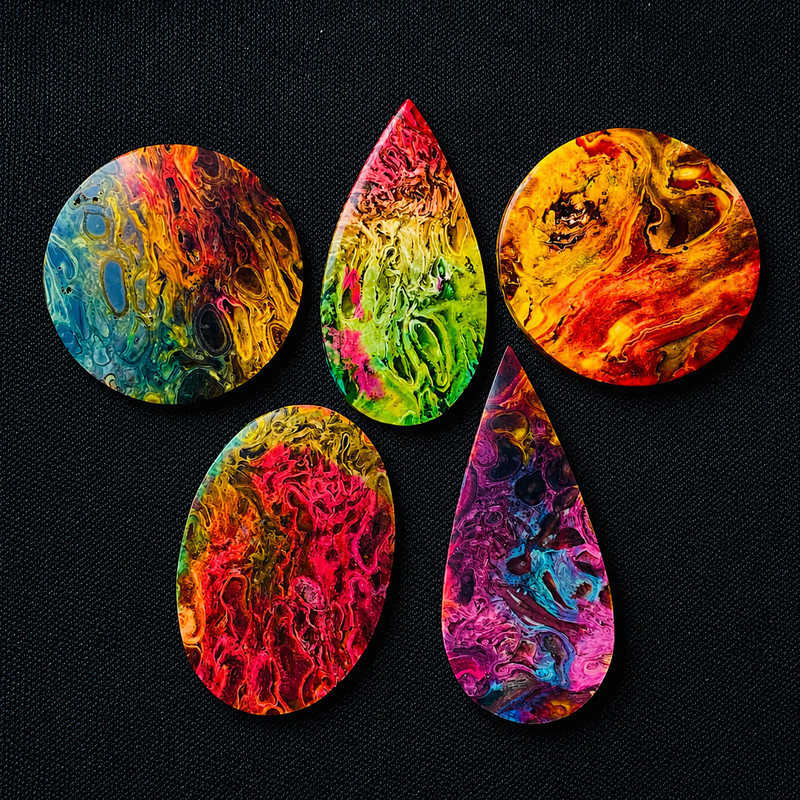 Palmroot Rainbow Dyed Cabochon Lot 5 Pcs Mixed Shapes Polished Jewelry Making gallery