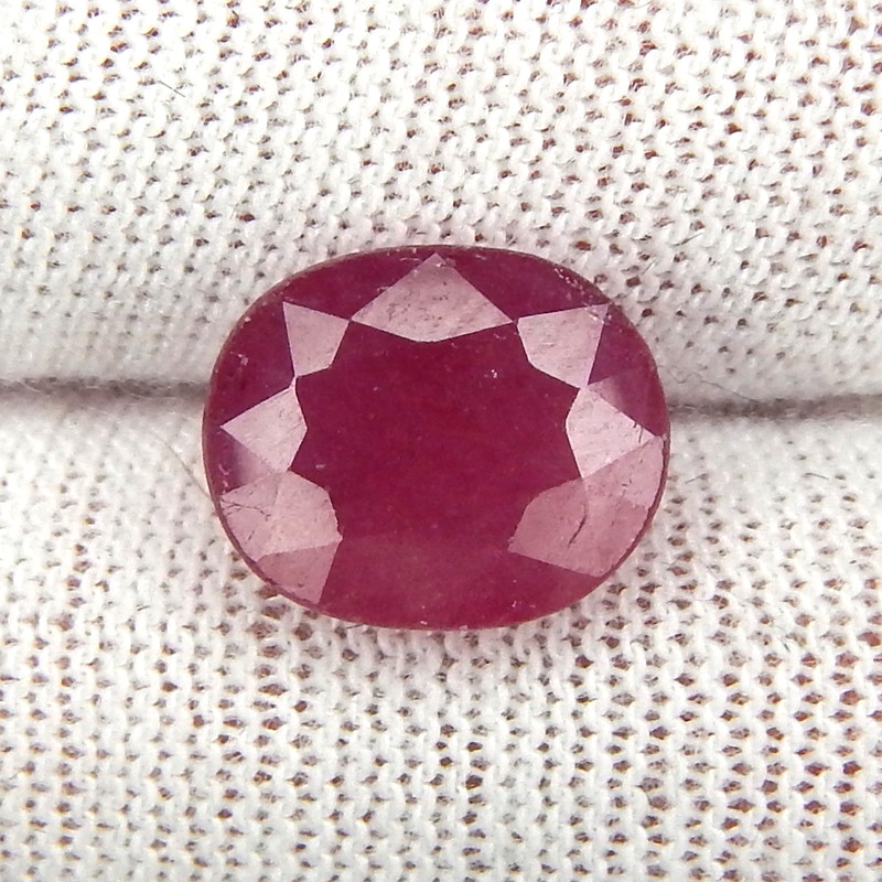 3.7ct Red Ruby Translucent Natural Earth Mined Faceted Oval Burma