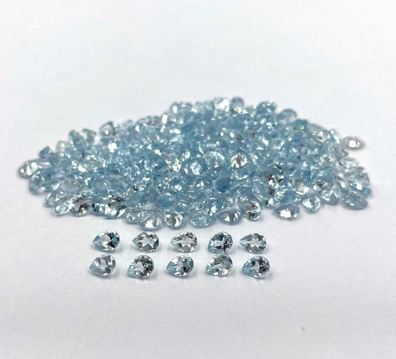 Natural Aquamarine Pear Cut Loose Gemstone Lot 36 Pcs 3*4 MM 5 CT gallery
