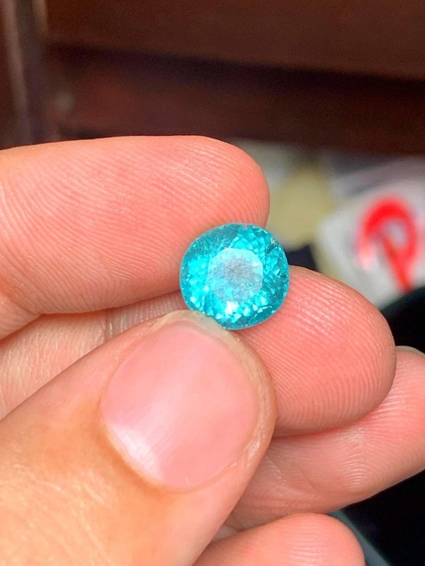 12.35 Ct Certified Natural Neon Blue Paraiba Tourmaline Loose Round Cut Gemstone