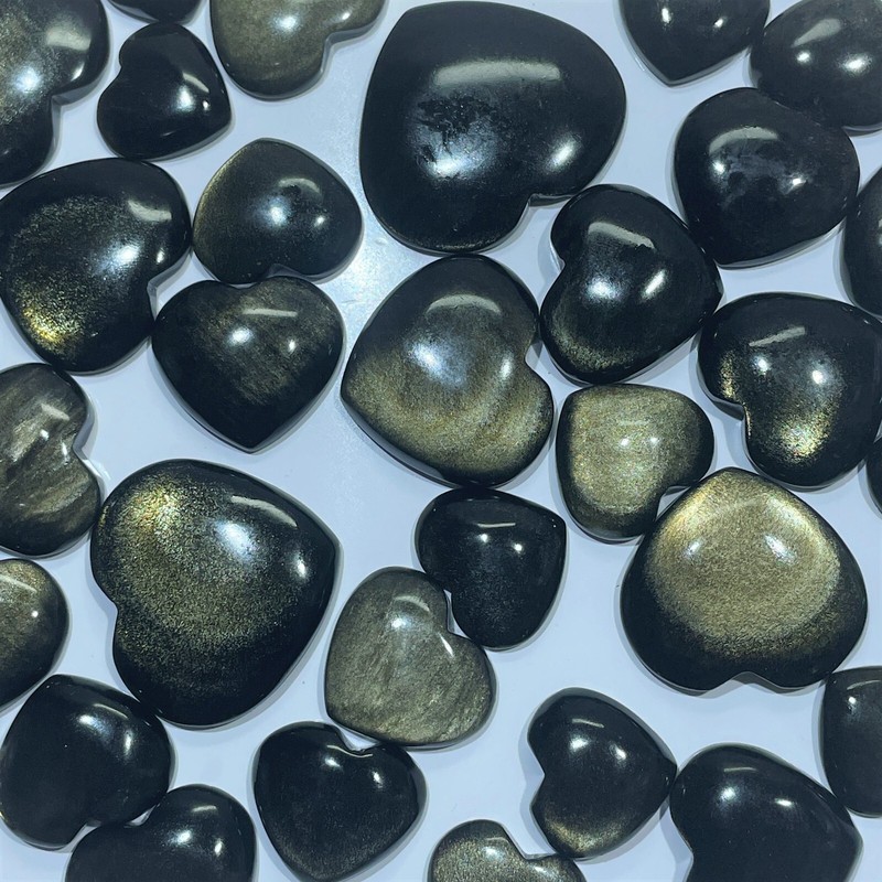 Natural Heart Golden Obsidian Loose Wirewrap Cabochon Gemstone