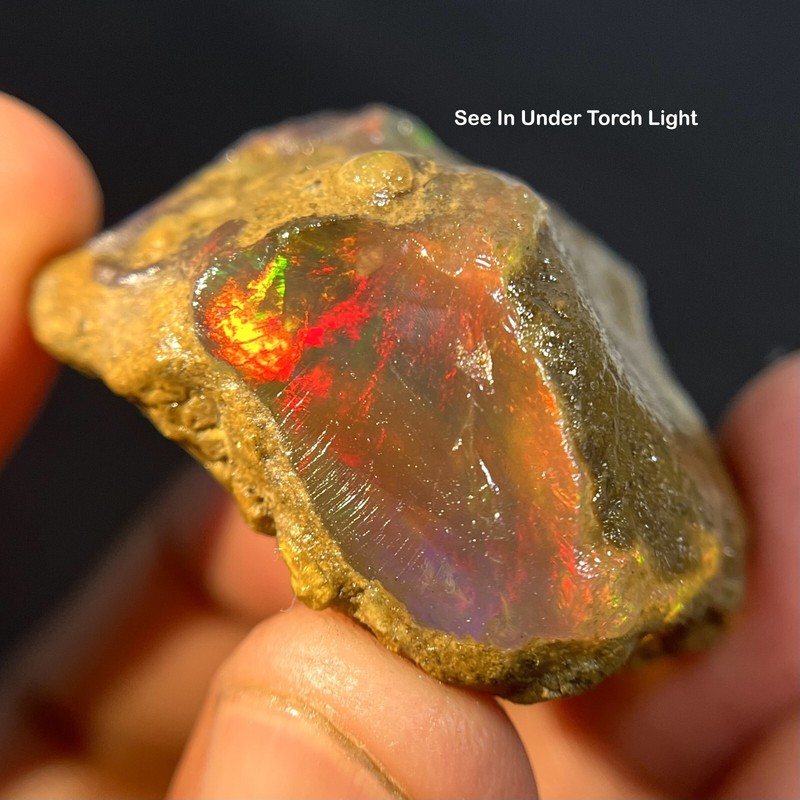 95 Cts Natural Ethiopian Opal Rough Gemstone Grade AAA+ Welo Multi Fire Opal Raw gallery