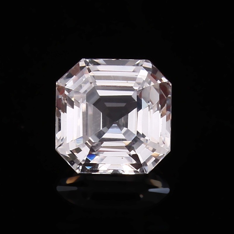 AAA Premium Quality Ceylon White Sapphire Loose Asscher Cut Gemstone 8×8 MM