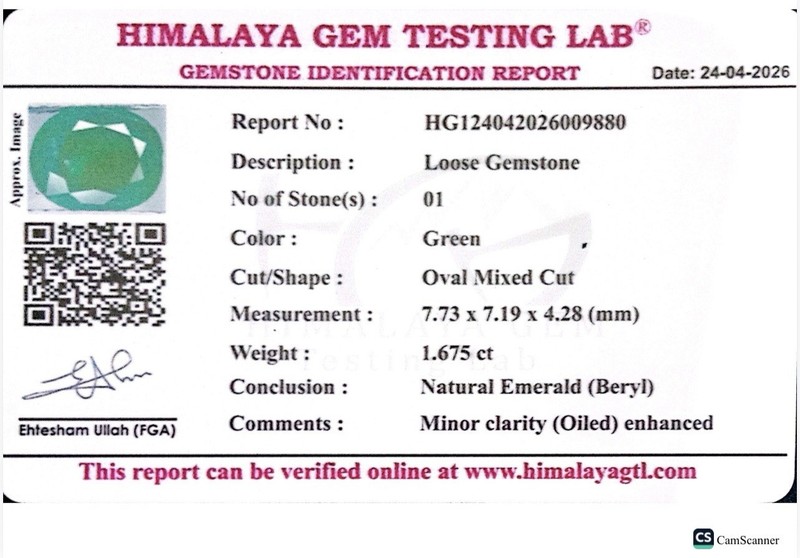 1.67carat Certified Vivid Green Swat Pakistan Emerald gallery