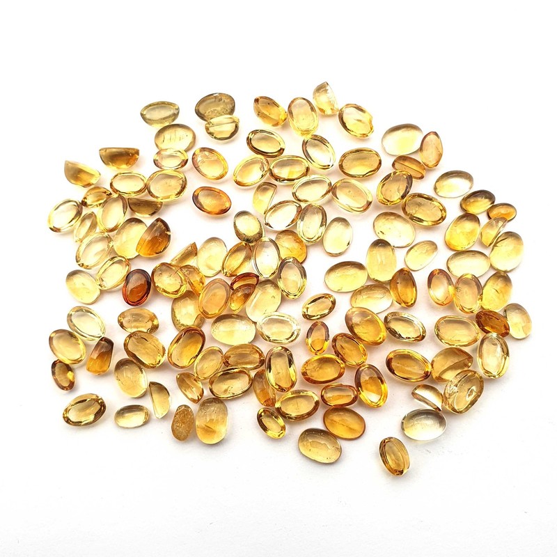 Natural Citrine Oval Cabochon 25 CT Lot 3*4-4*6 MM 57 Pcs (Approx)