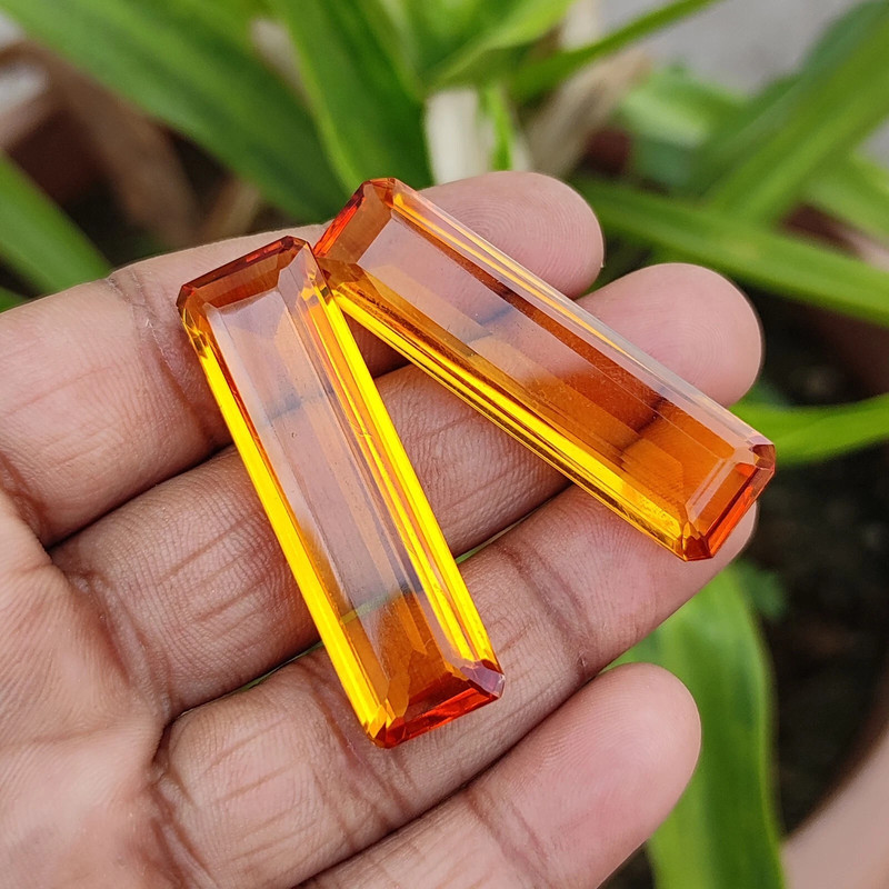 Natural 180 Ct Certified Brazilian Yellow Citrine Loose Gemstone Matching Pair gallery