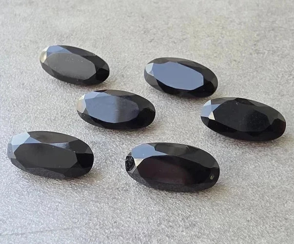 AAA+ Natural Top Quality Black Onyx Faceted Long Oval Shape Loose Gemstone