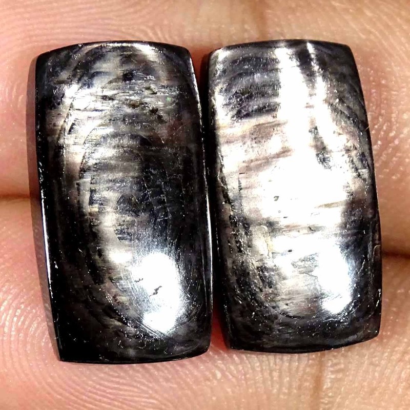 21.80Cts Natural Hypersthene Cushion Pair Cabochon Loose Gemstone 11x19x3mm