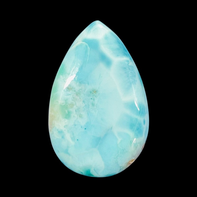 39.55 Cts Natural Larimar 31x20mm Pear Loose Cabochon Untreated Gemstone gallery