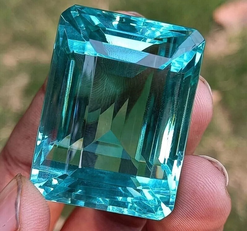 EGL Certified 105+ Ct Natural Sky Blue Topaz Emerald Cut AAA+ Loose Gemstone