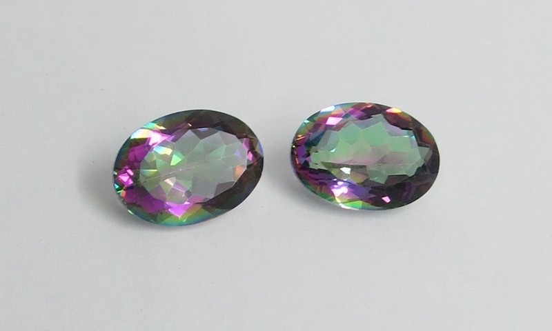 2 Pieces Rainbow Mystic Topaz 10x14mm Oval Natural Topaz Gemstone Loose Stone
