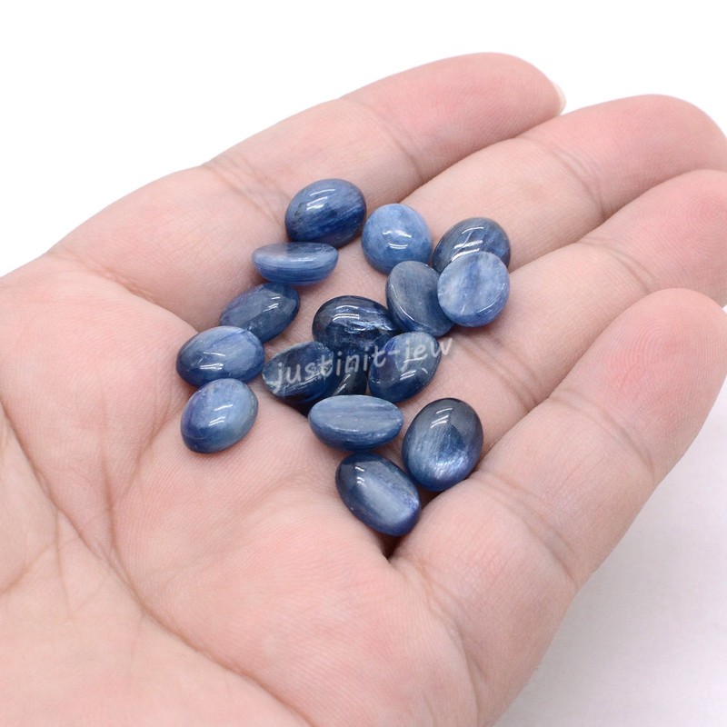 10 pcs 10mm kyanite gemstone oval cab cabochon gallery