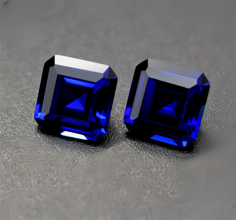 TOP QUALITY ASSCHER CUT ROYAL BLUE SAPPHIRE LAB-CREATED AAAA+LOOSE GEMSTONE 1pcs