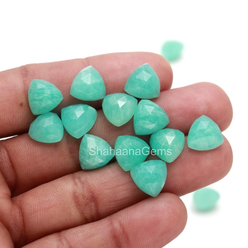 AAA Quality Rose Cut Amazonite Gemstone Trillion Shape Cabochon Size 6mm to 12mm gallery