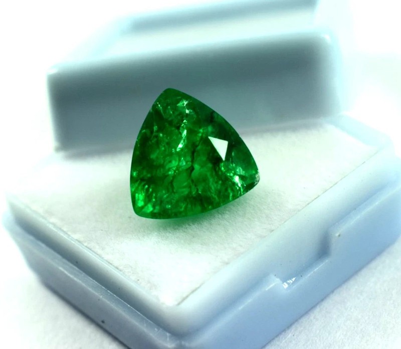 6 Ct Trillion Cut Loose Emerald Rarest Untreated Natural Colombian Green Gem