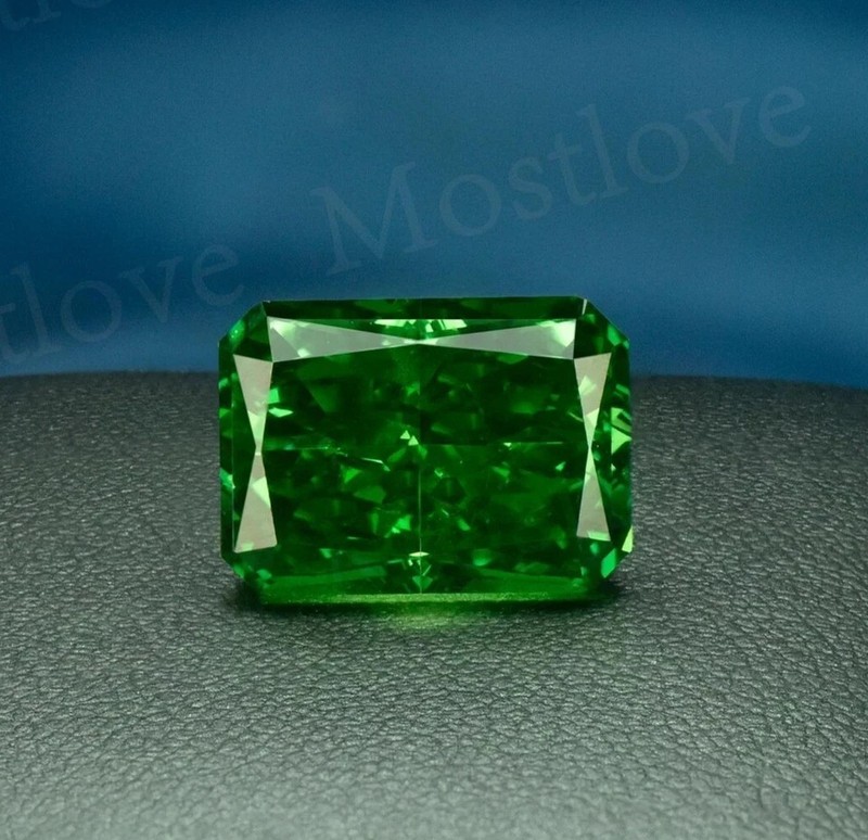 32 Ct EGL Certified Natural Flawless Green Zircon Emerald Cut Loose Gemstone