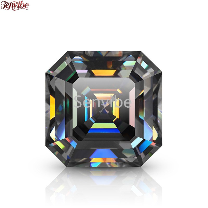 1~5ct VVS1 Gray Asscher Excellent Brilliant Cut Moissanite Loose Gemstones