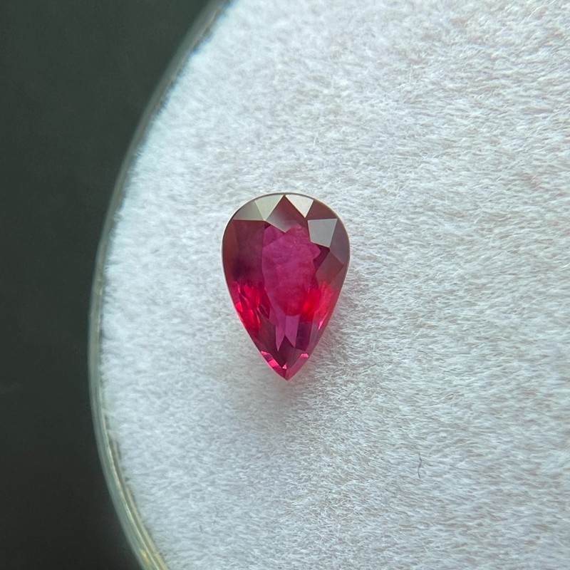 GIA CERTIFIED Natural Ruby Deep Red 0.58ct Pear Teardrop Cut Loose Unheated RARE gallery
