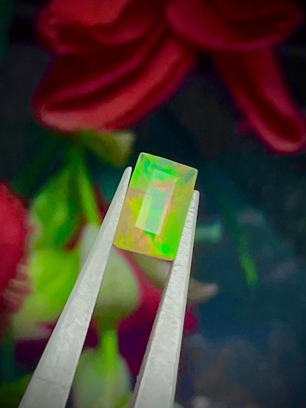 8x5x4-MM Rectangle Ethiopian Opal Gemstone: Multi Fire Faceted Opal gallery