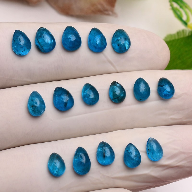 Set 15 Pcs Natural Apatite Untreated 7mm-8mm Pear Stunning Loose Gemstones Lot