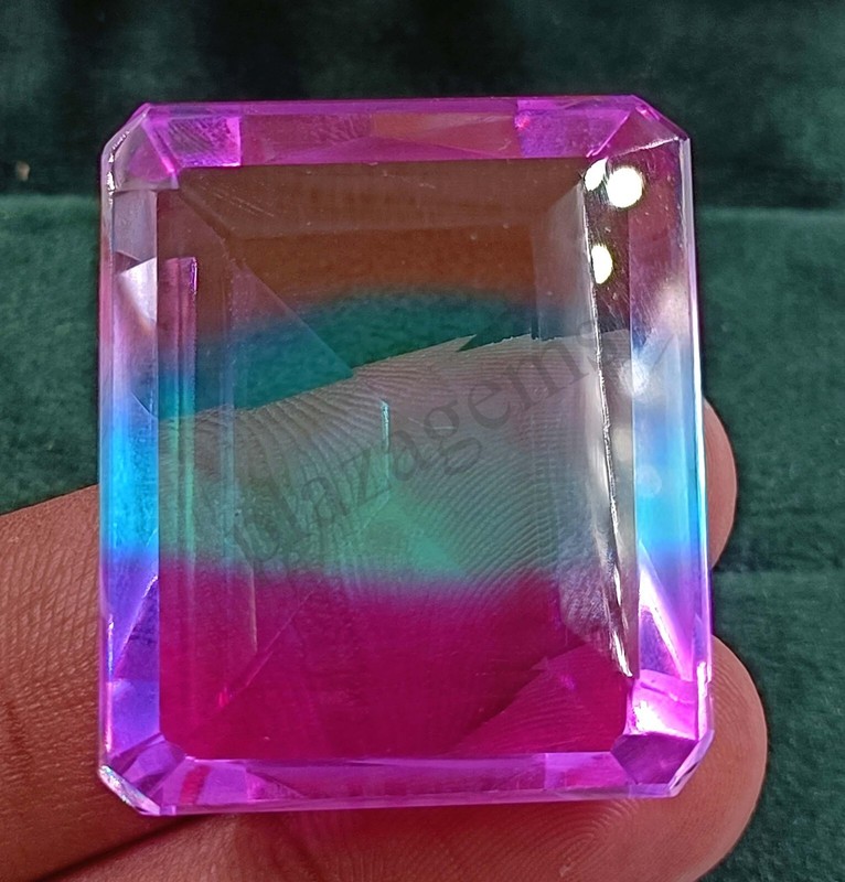 126.80 Ct EGL Certified Emerald Cut Multi Color Ametrine Gemstone 5ARJ